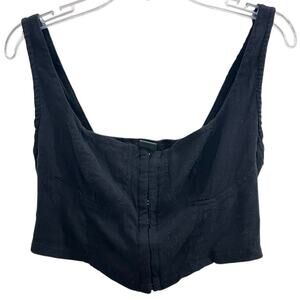 Wild Fable Soft Corset Crop Top w Front Close Hook & Eye Black EUC Small Smocked